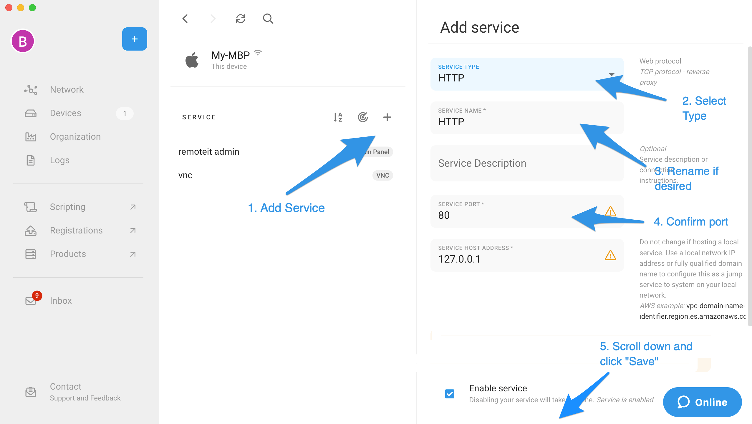 mac add service
