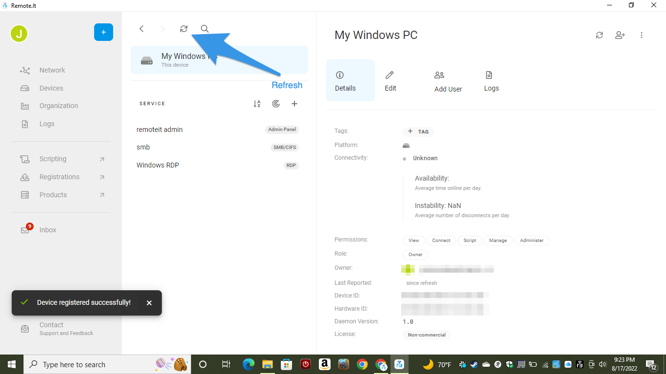 Windowsのデバイス一覧
