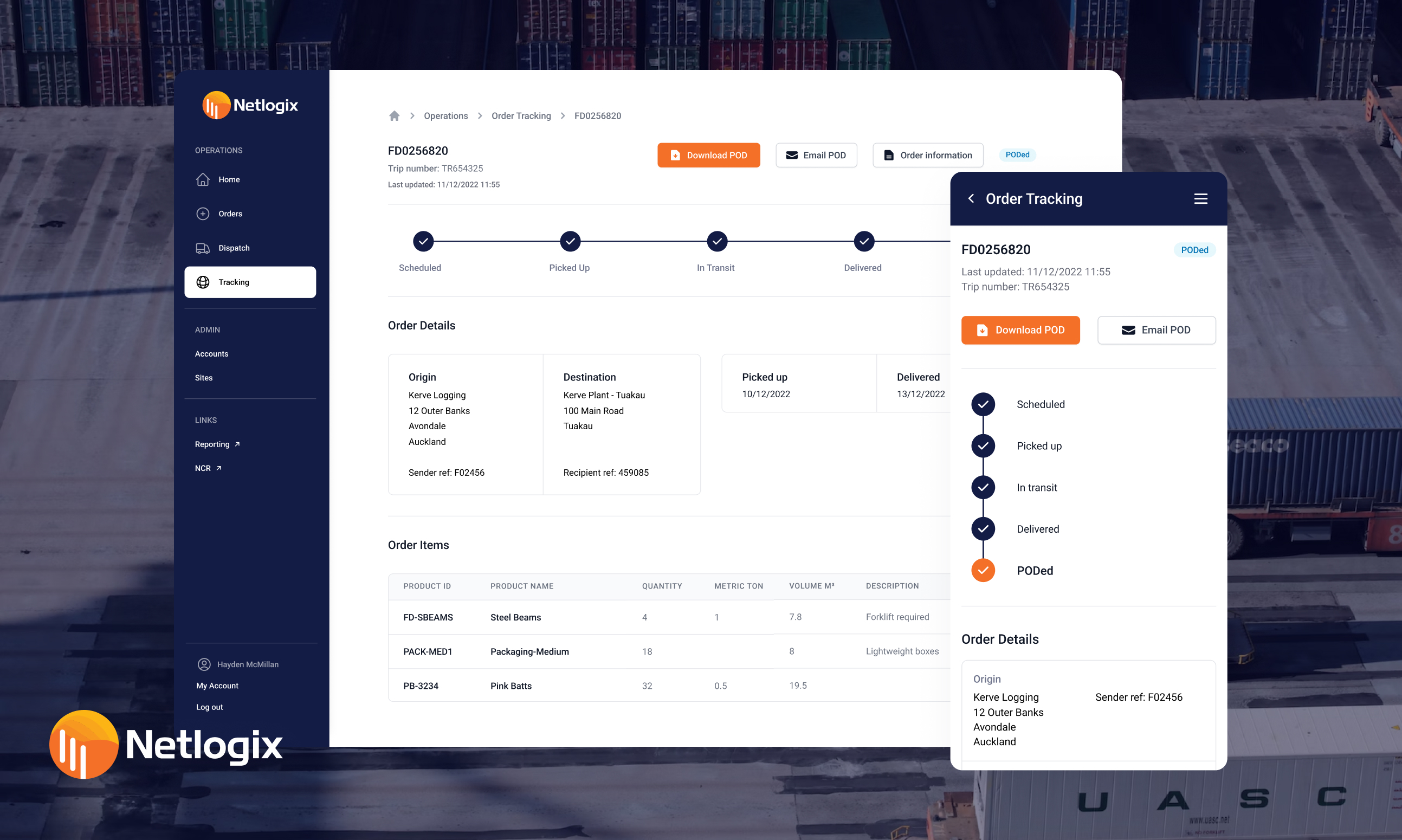 Netlogix Shipper Portal · Bryn Taylor · UI/UX exploration Responsive design