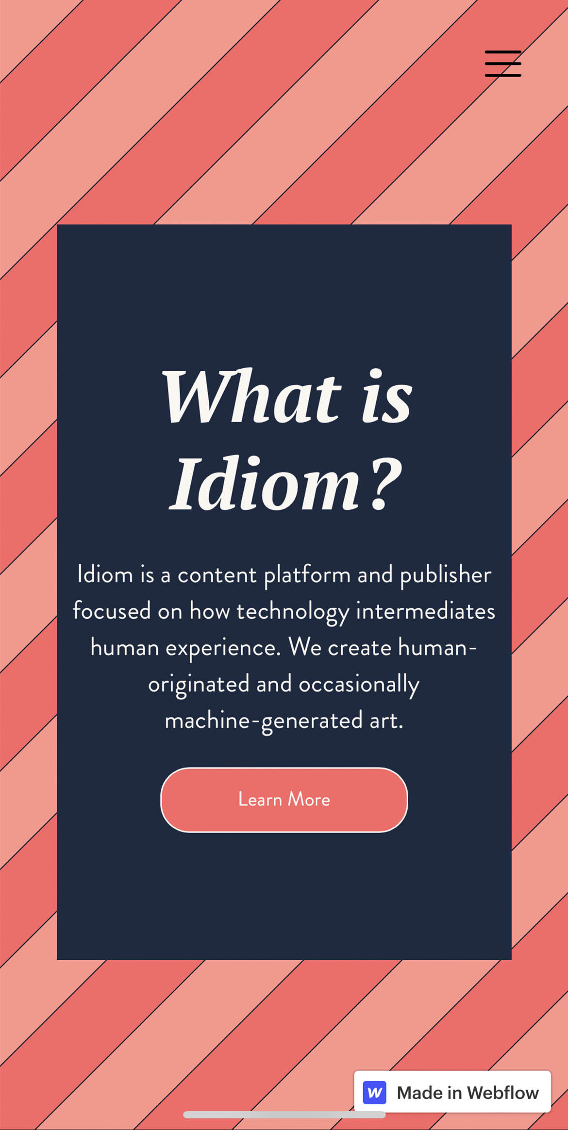Mobile Screenshot of Idiom website, What is Idiom section