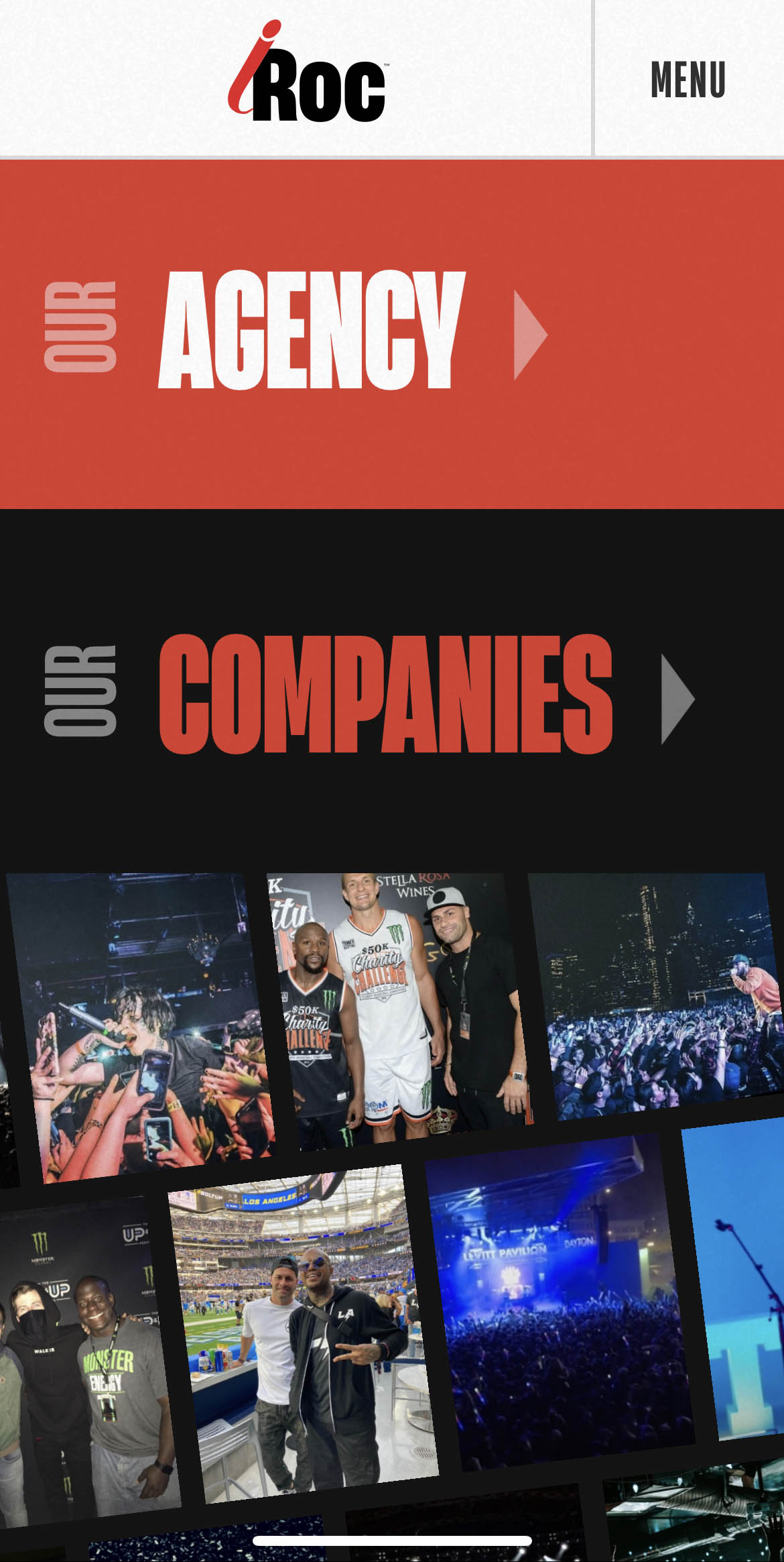Idol Roc Website Mobile Screenshot - image grid section