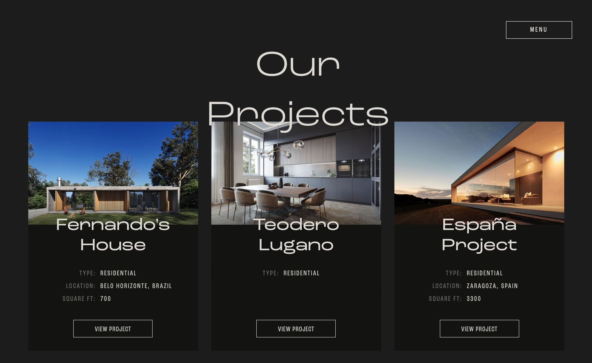 Website Screenshot - our projects section