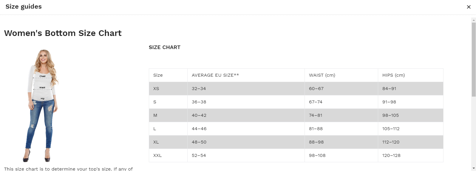 size chart