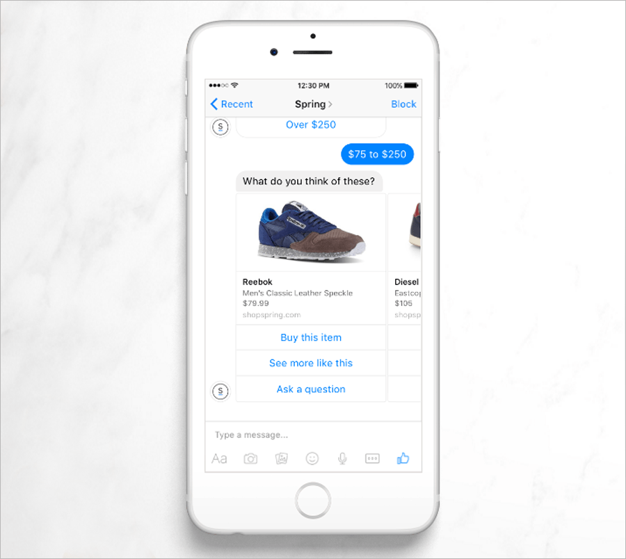 in-chat product carousels