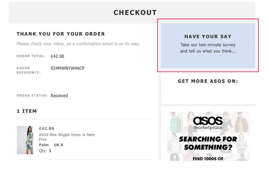 survey at checkout example
