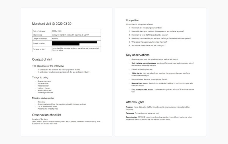 Customer interview report example