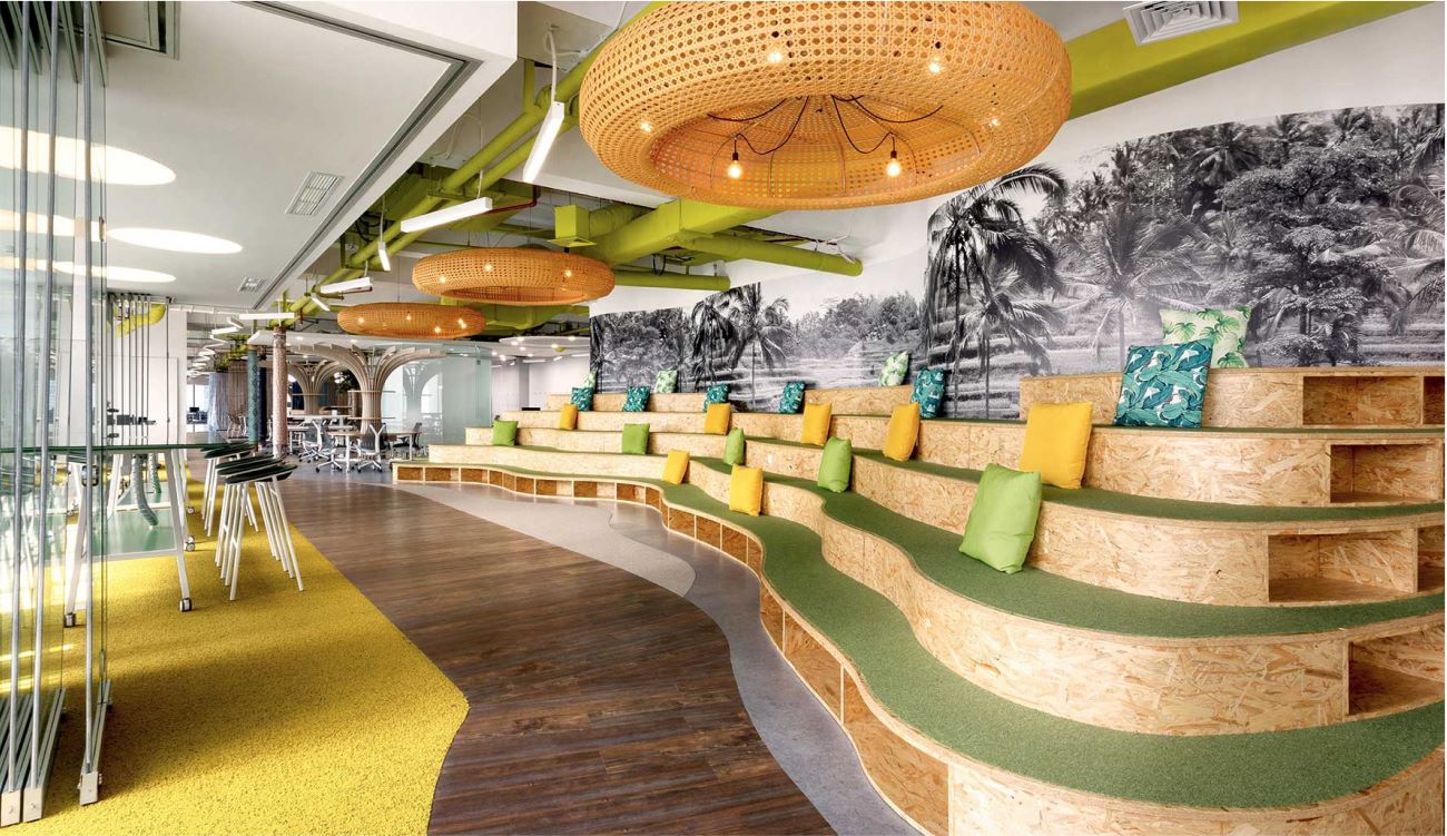 A big amphitheater within an office - it is used for team gatherings. This is the main image of AVIP's new website.