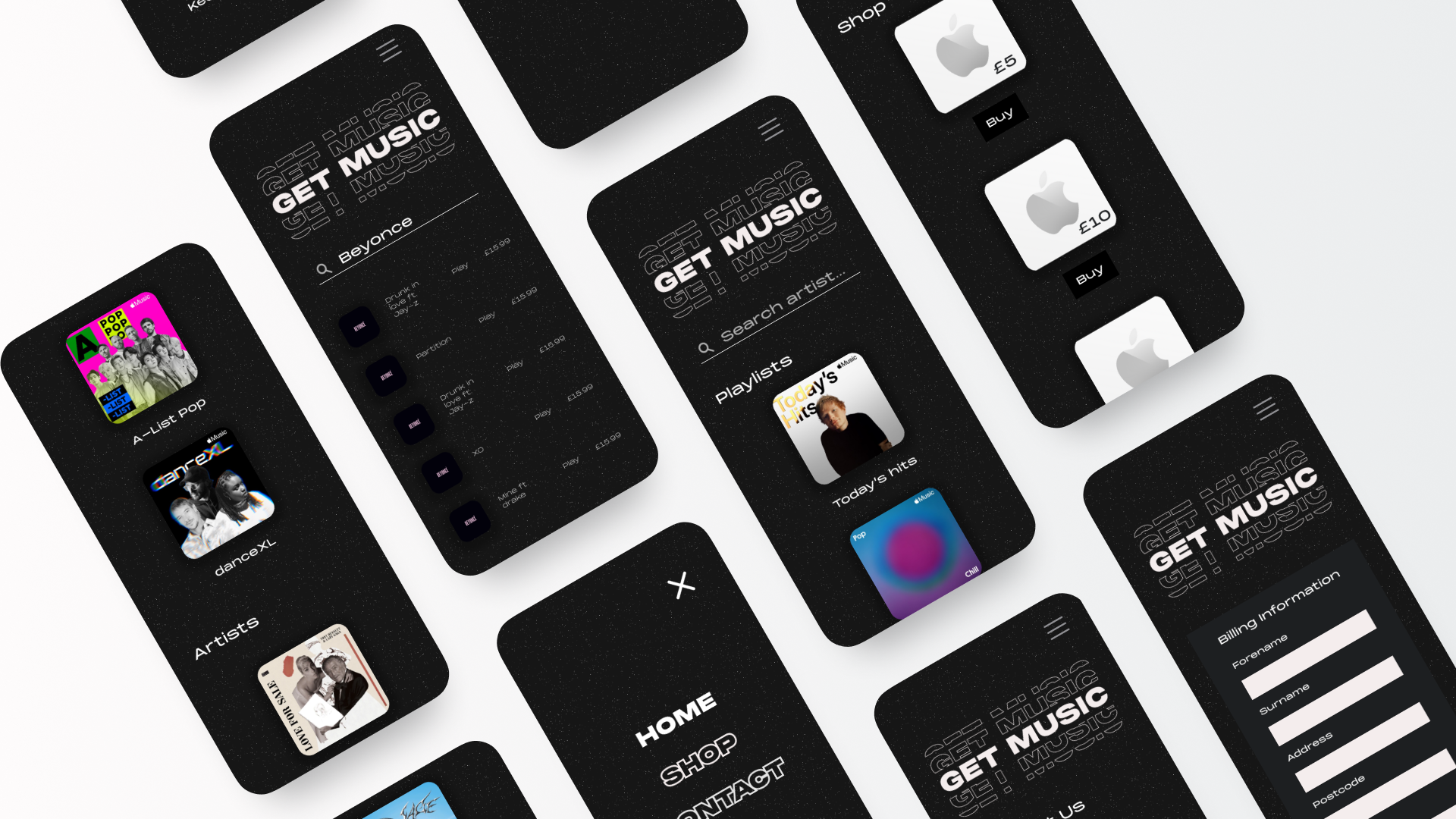 A mock up of GetMusic website