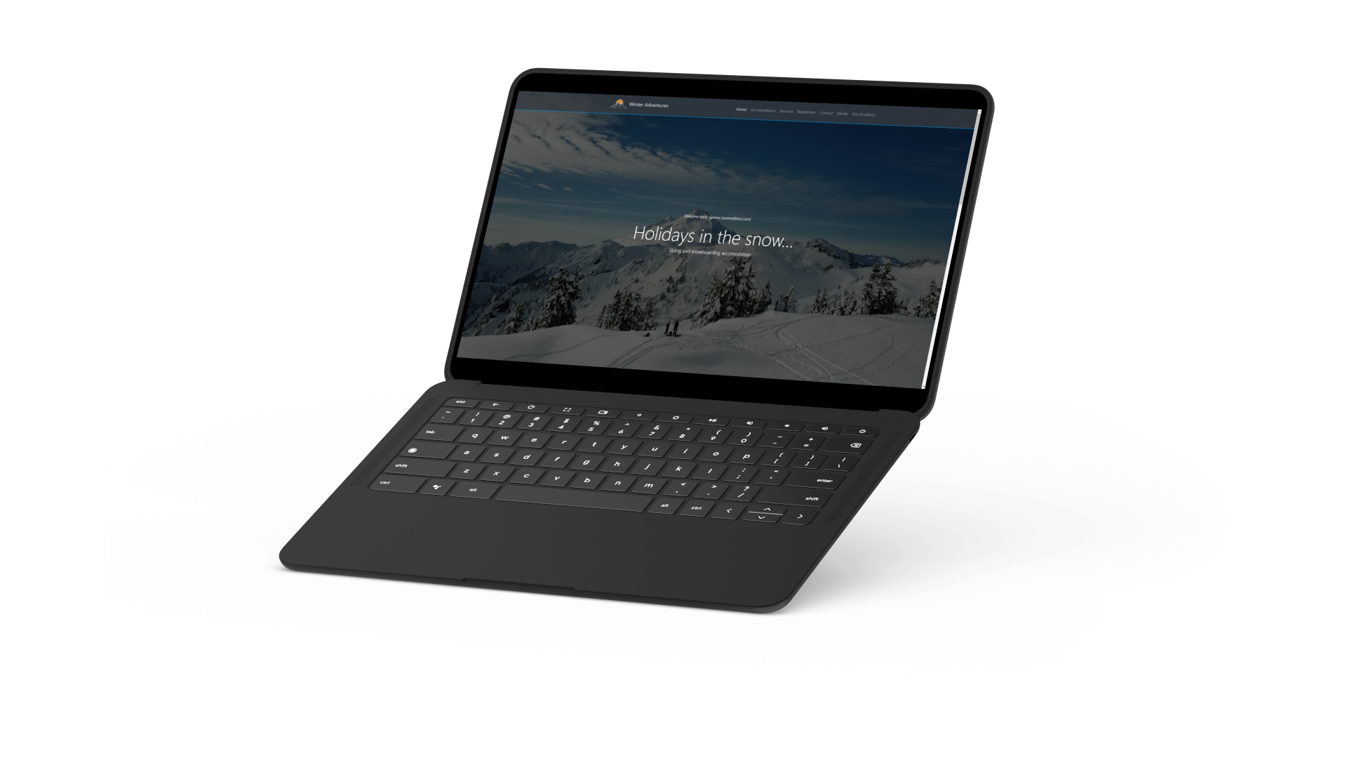 Mock up of Winter Adventures website