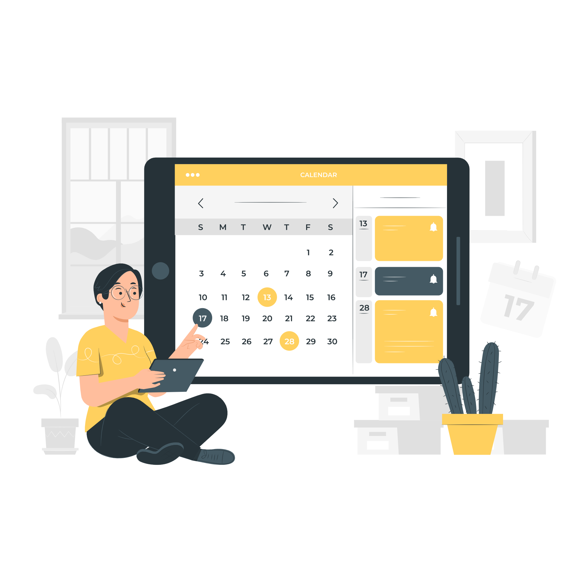 User scheduling something on calendar