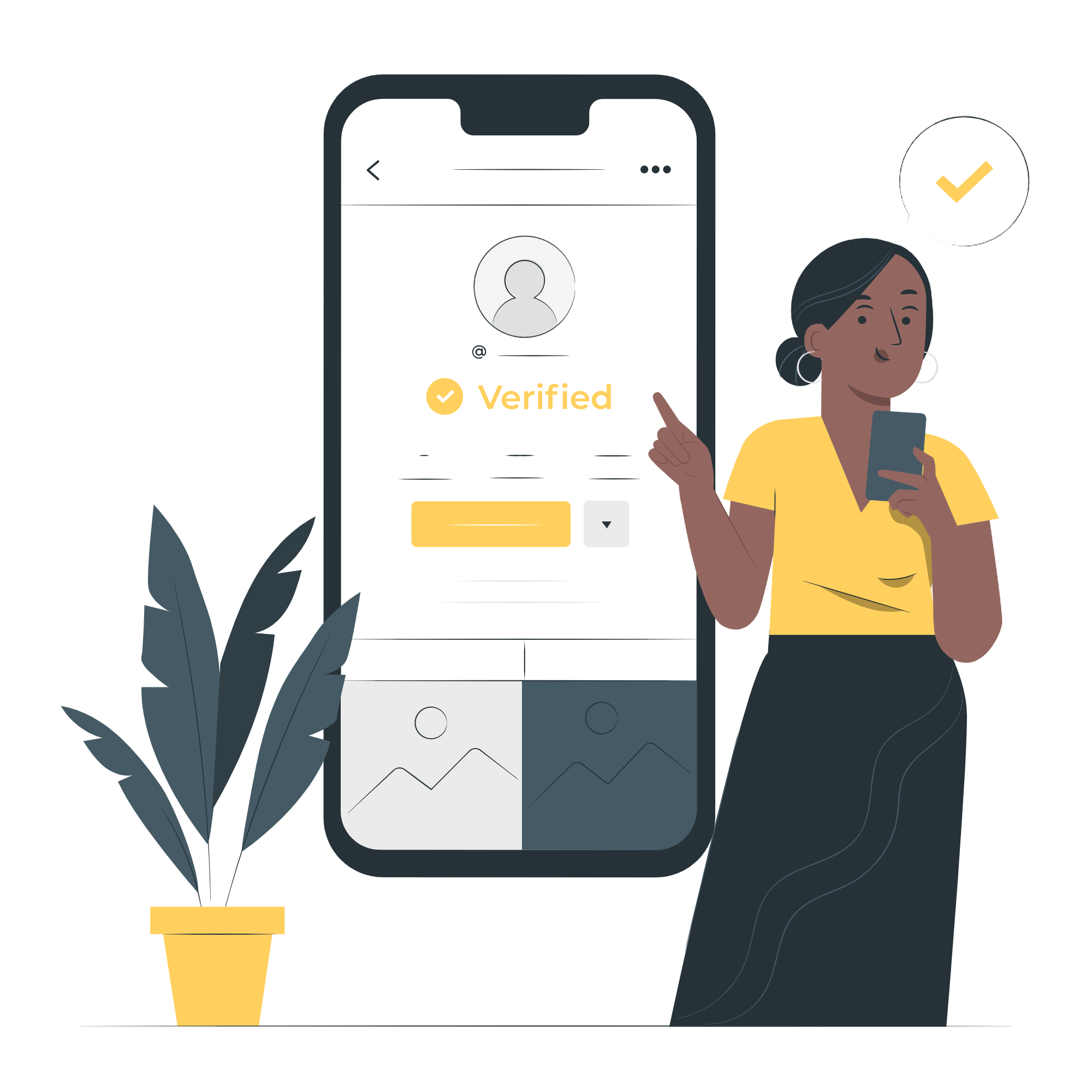 Woman checking a verified profile.