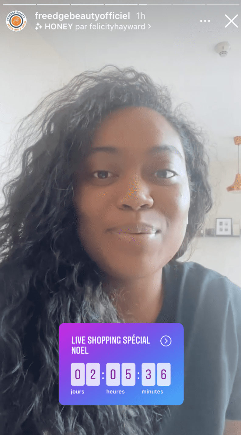 Publication Instagram Freedge Beauty pour annoncer son live shopping