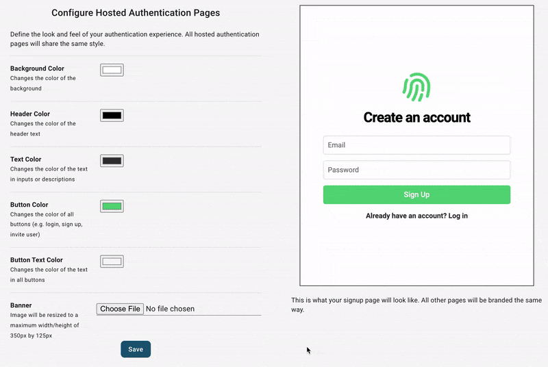 A user configuring hosted pages
