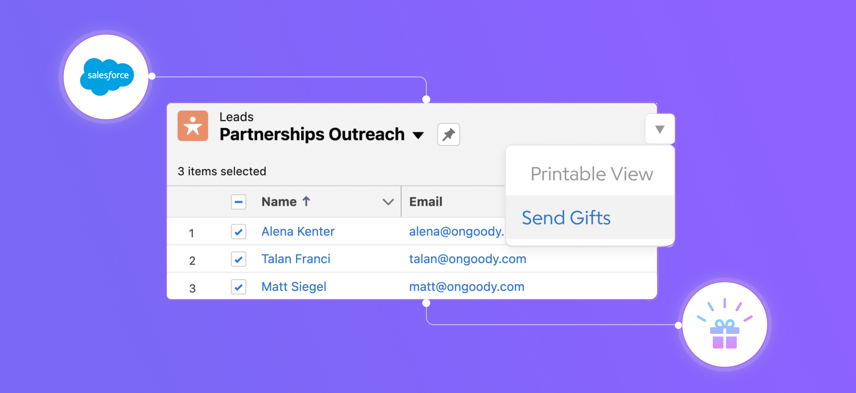 Example of Goody for Team's integration with Salesforce