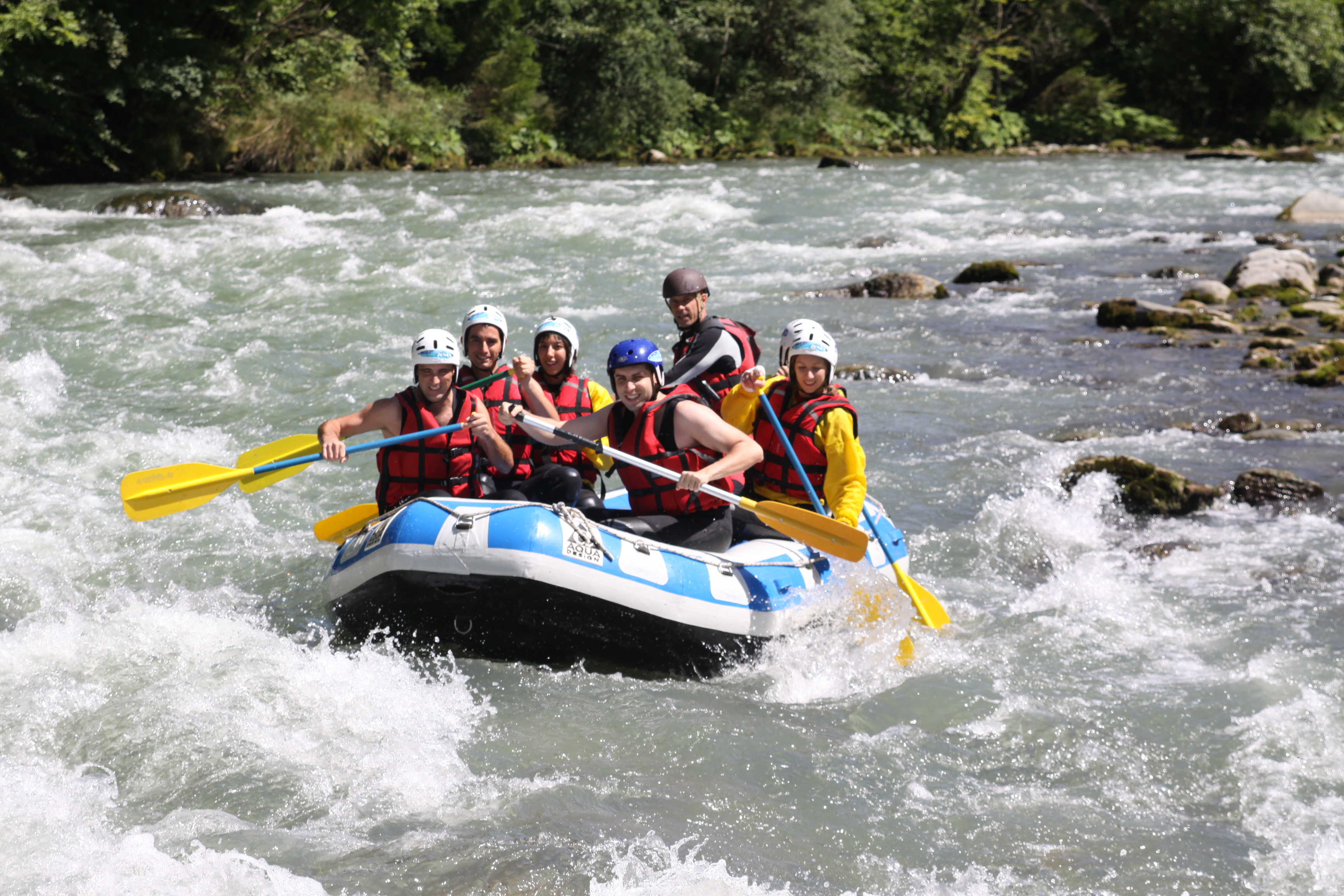 family white water raft whilst on holiday in morzine