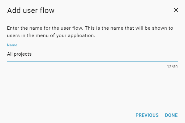 User flow wizard - type name