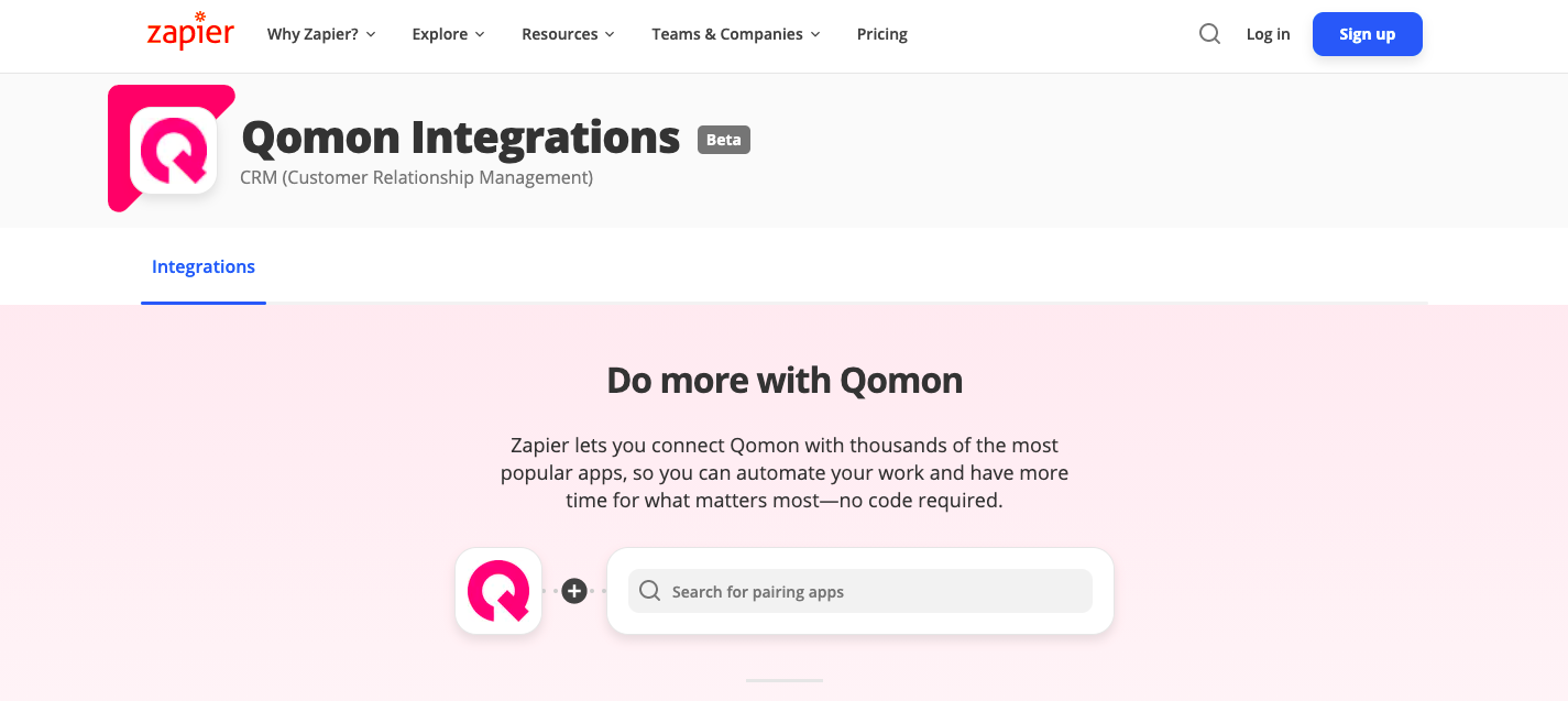 integration qomon zapier app mobile web plateforme