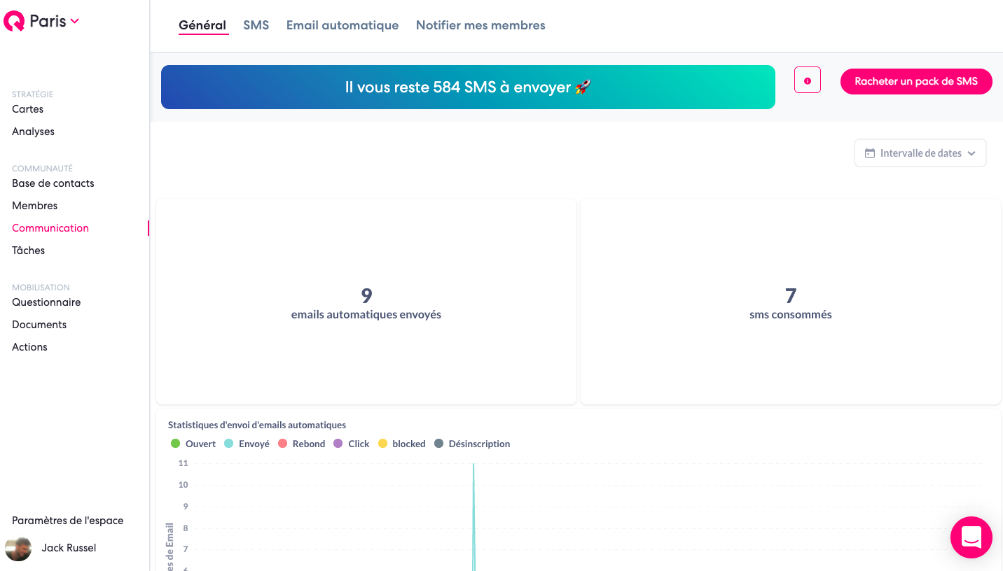 communication centre envoi sms qomon plateforme