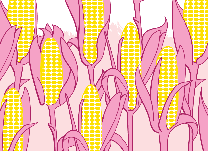 Funky corn plants illustration pattern.