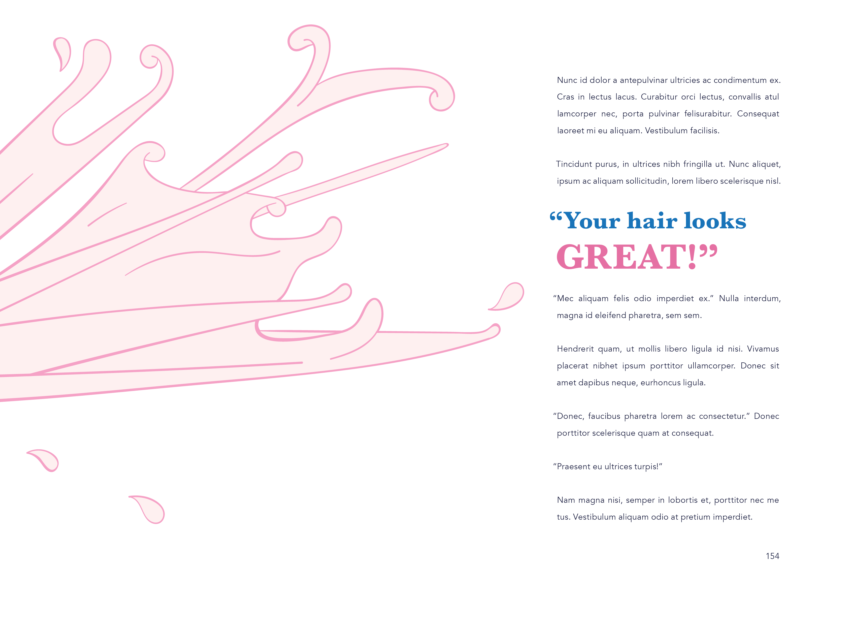 Colourful page for HOI! book wit pink liquid squirting and splashing. 