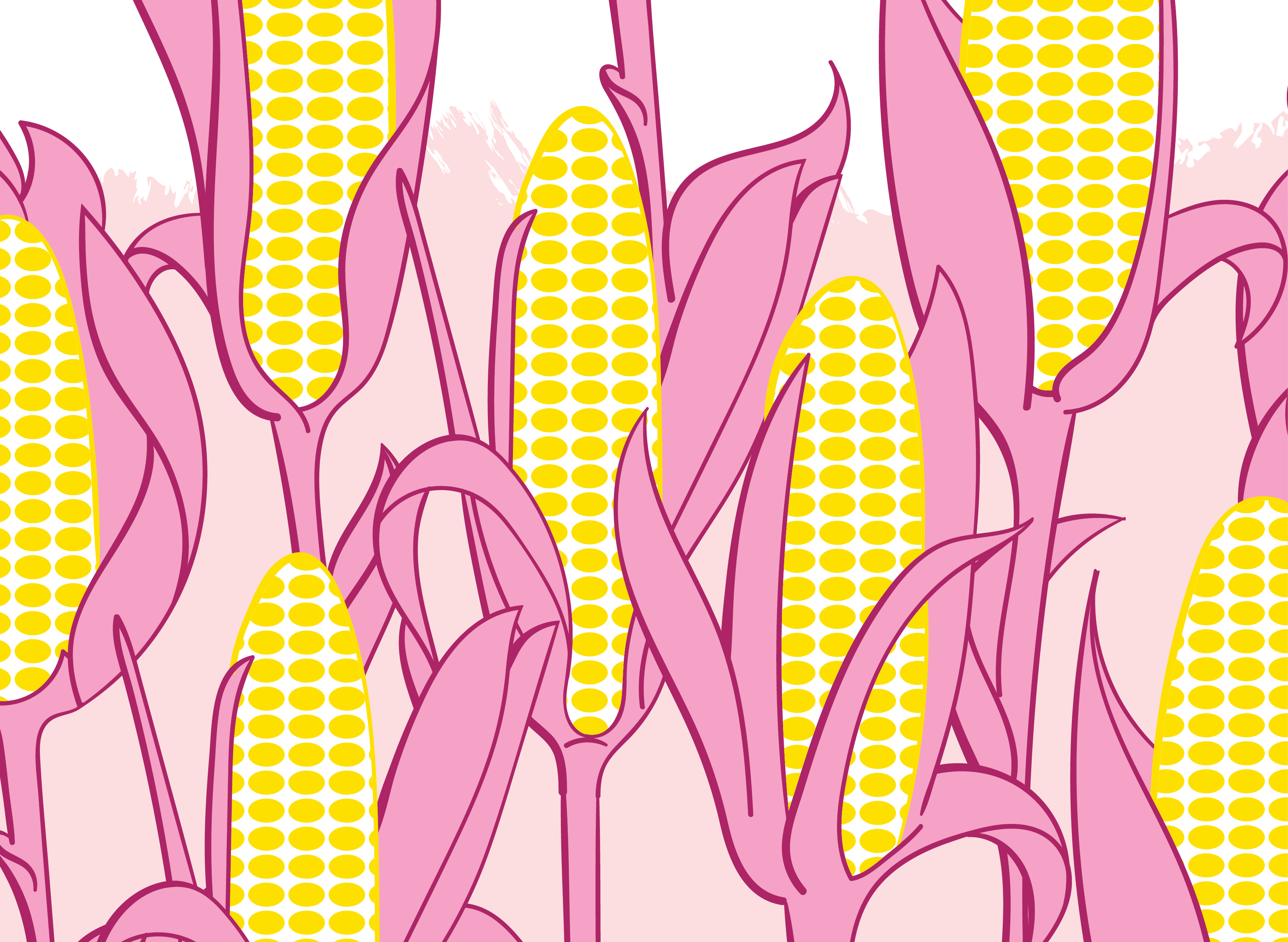 Funky corn plants illustration pattern.