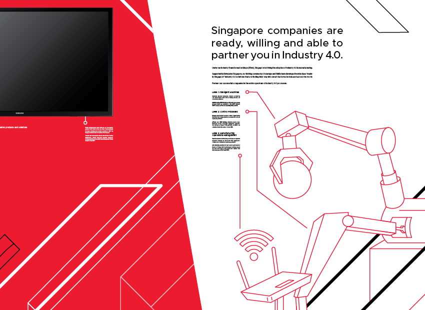 Geometric patterns and illustration of factory machines operating in the fourth industrial revolution.  
