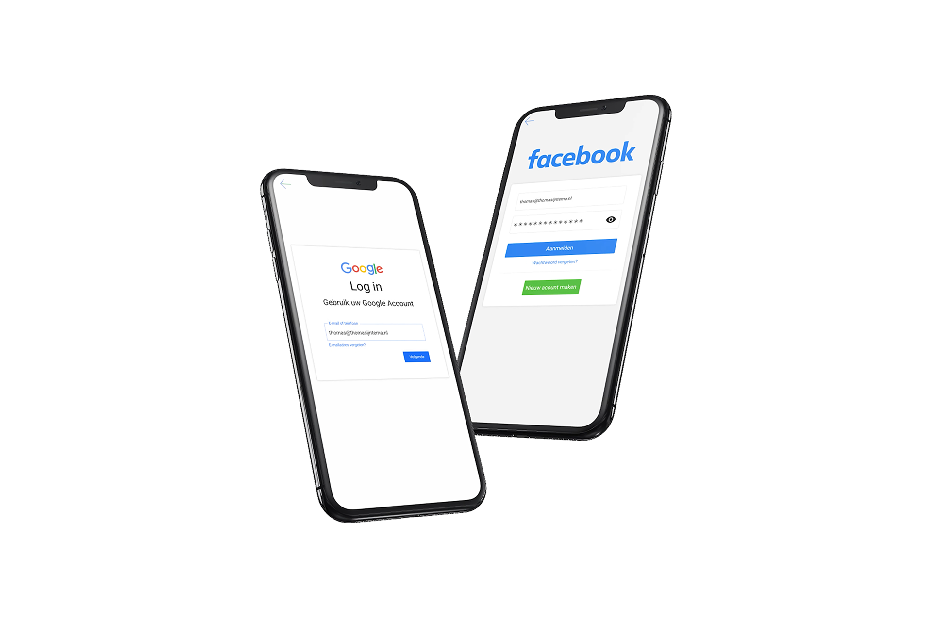 Showcase of the possibility to login with google or facebook.