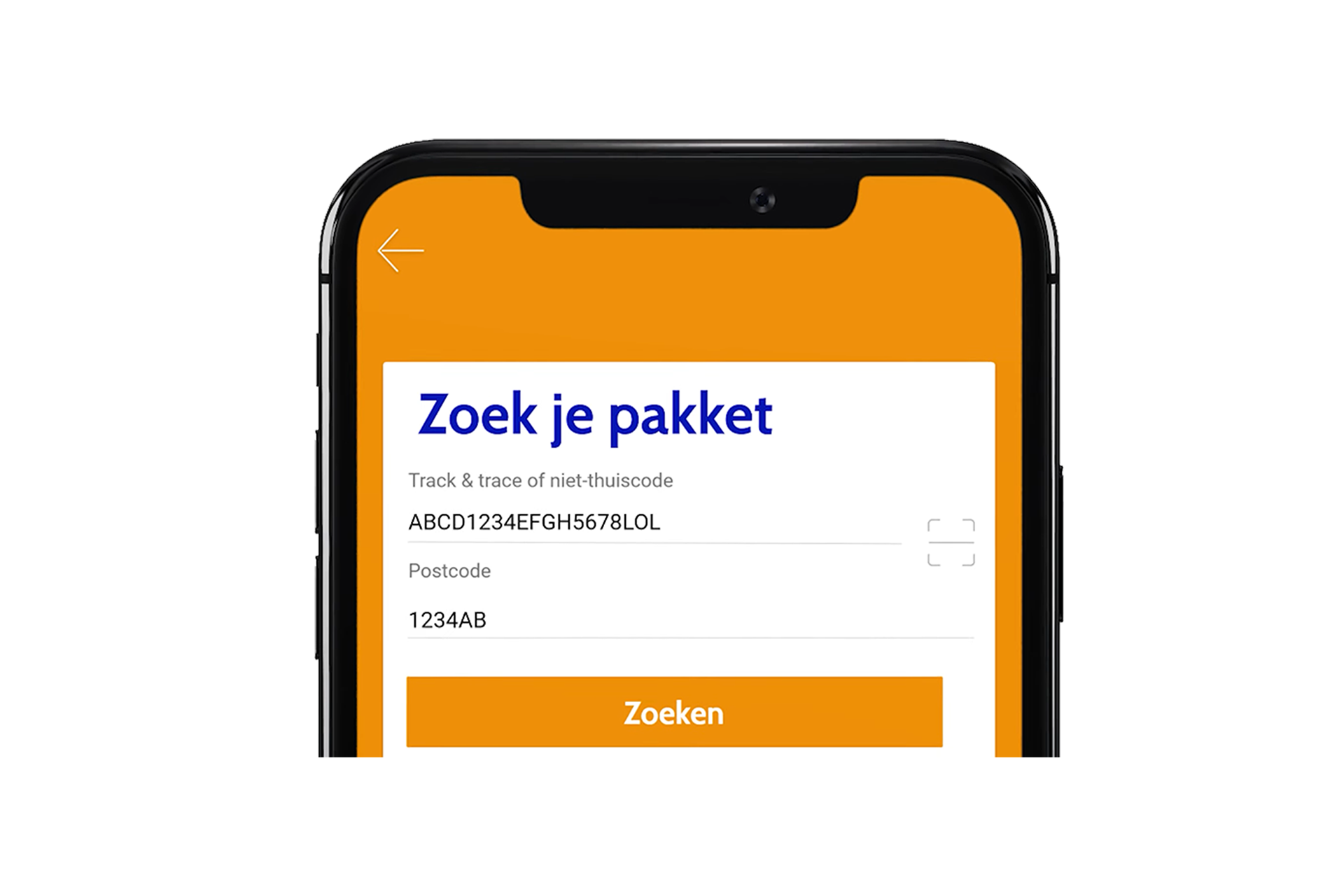 Showcase of the function to find you parcel.