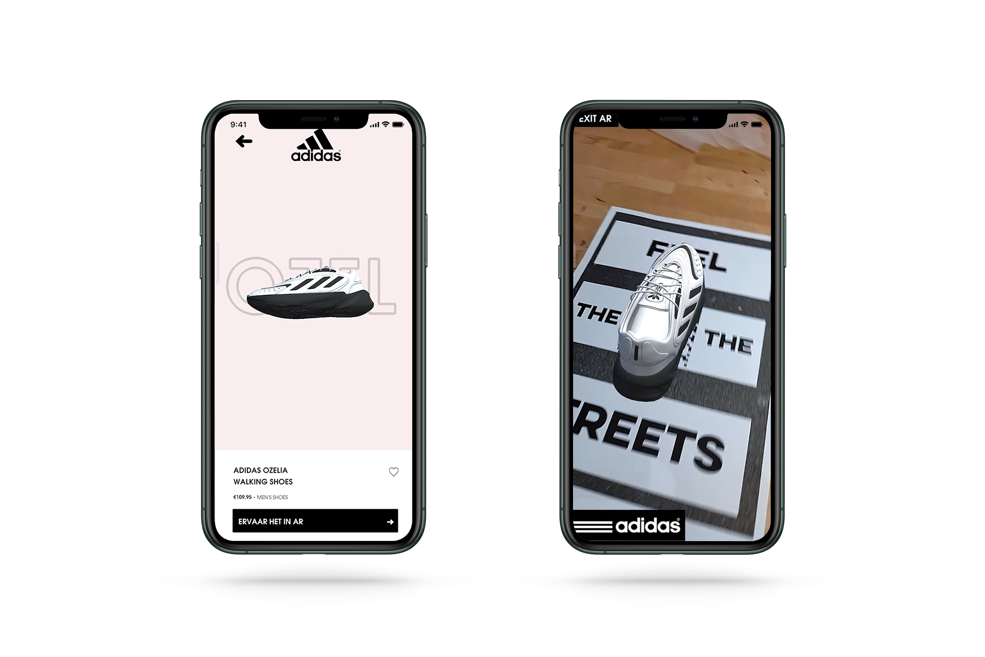 The menu of the ozel shoe and die view in AR.