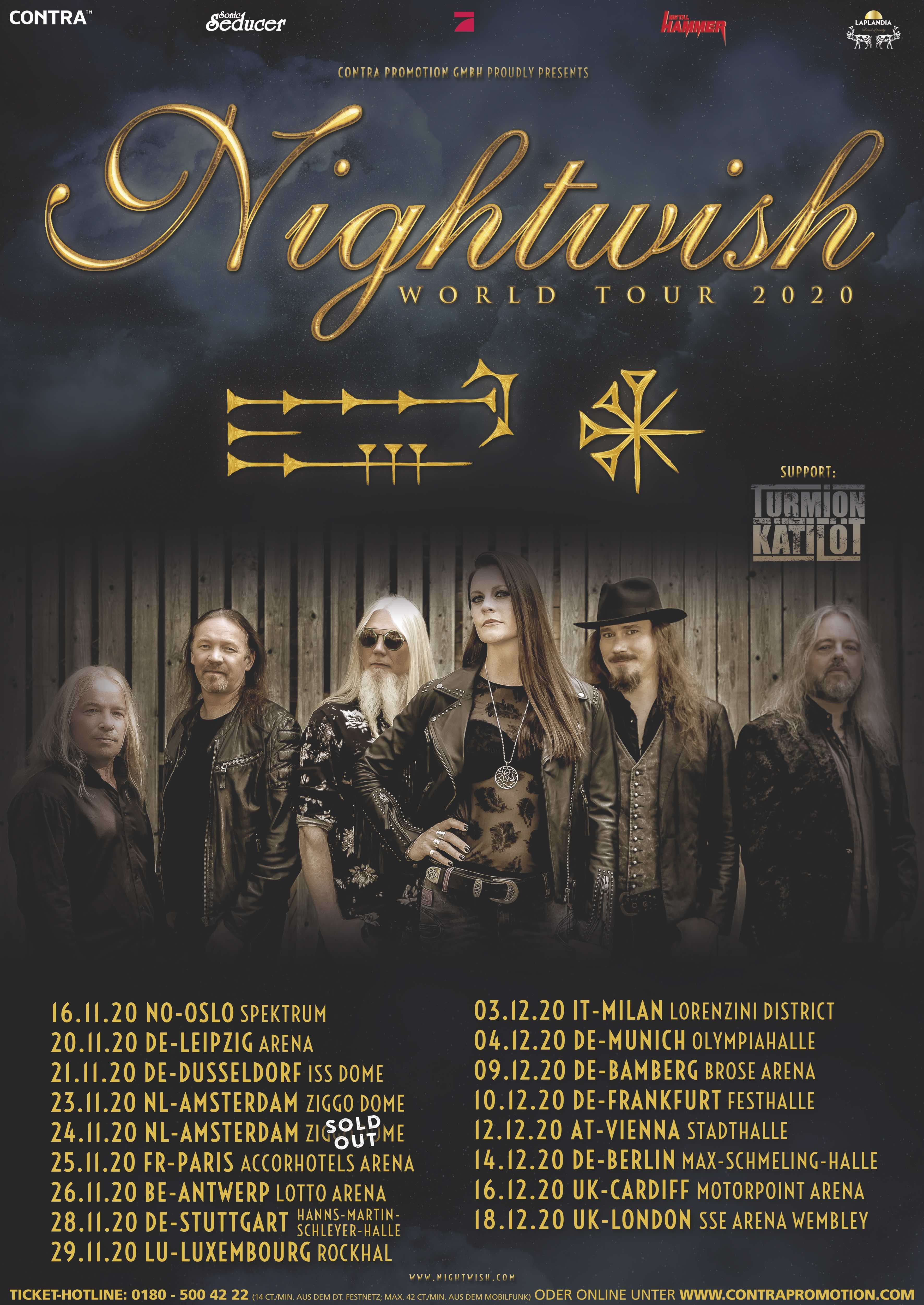 nightwish european tour poster 2020