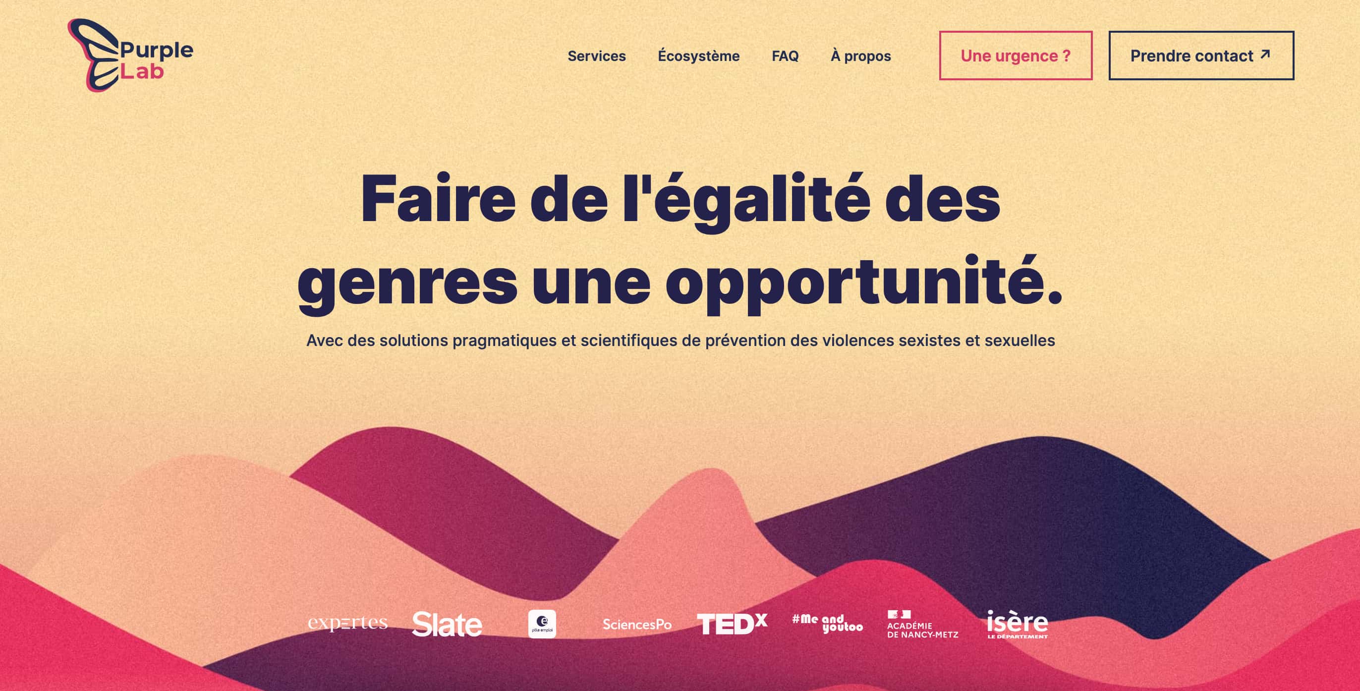 Capture d'écran du nouveau site Purple Lab