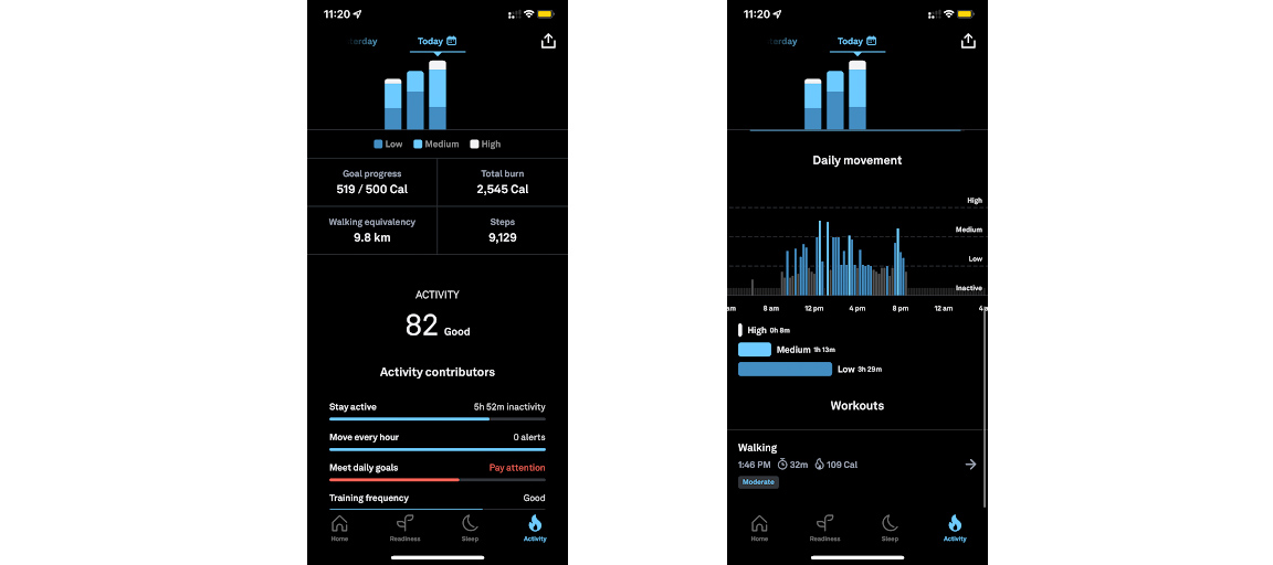 whoop vs oura activity tracking
