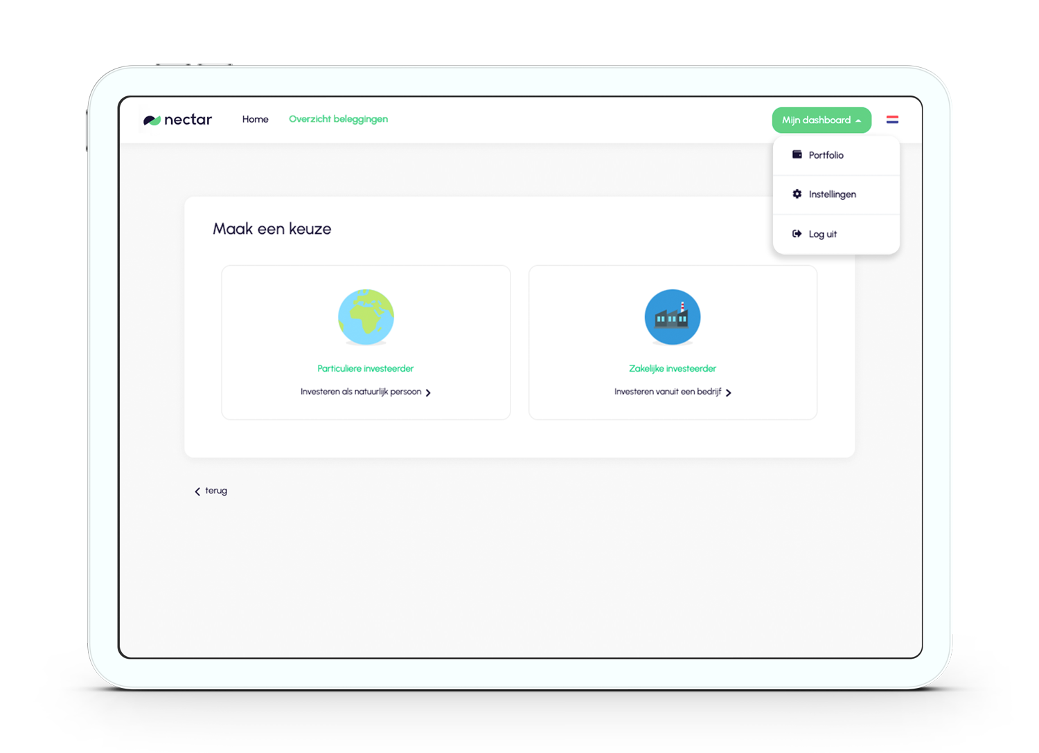 nectar platform ipad beleggingen digital