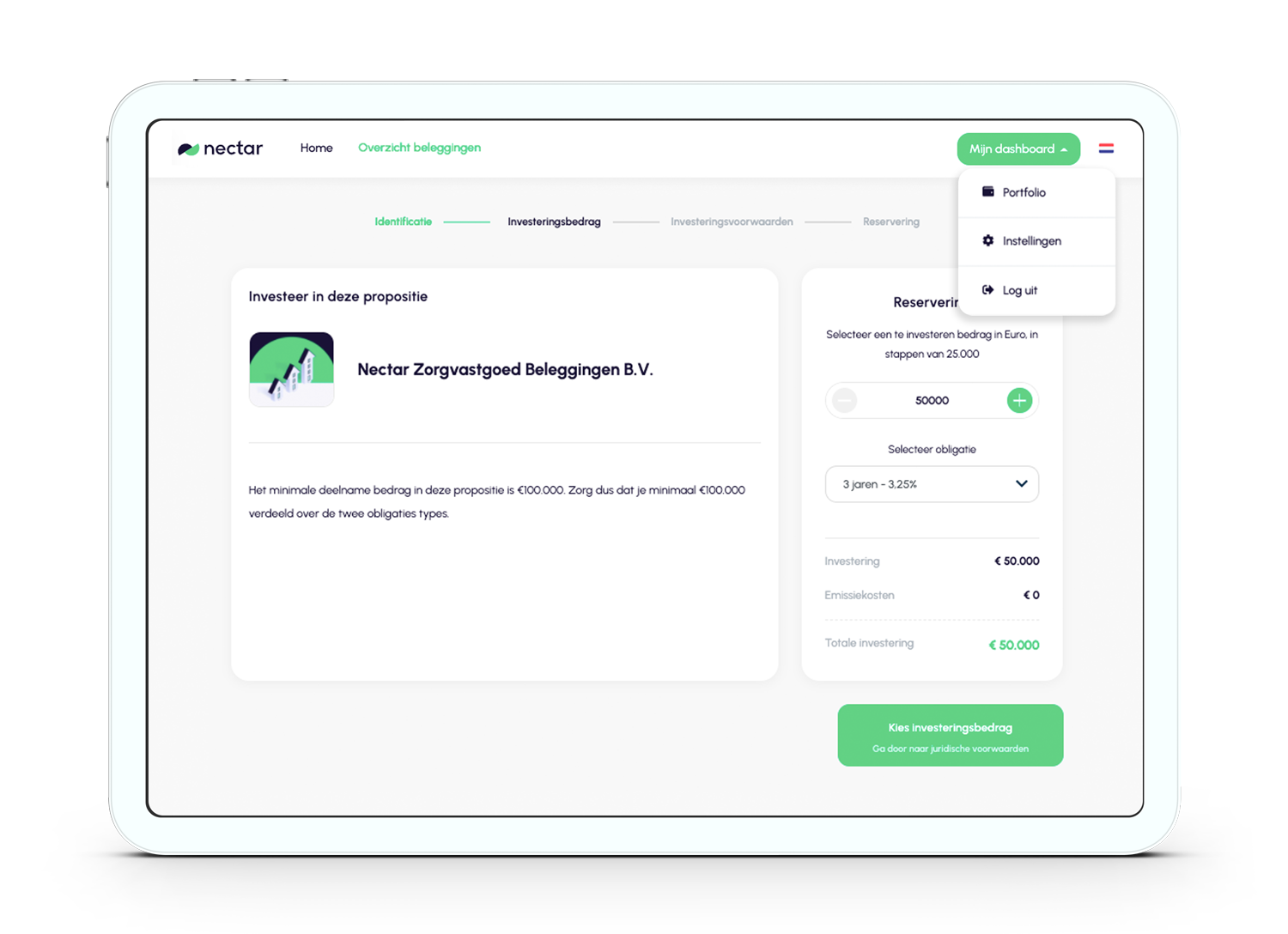 nectar platform ipad beleggingen digital