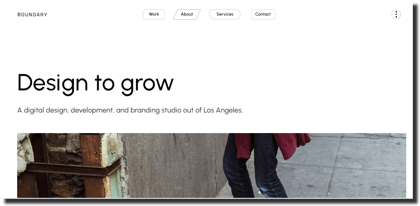 Homepage of website Boundary