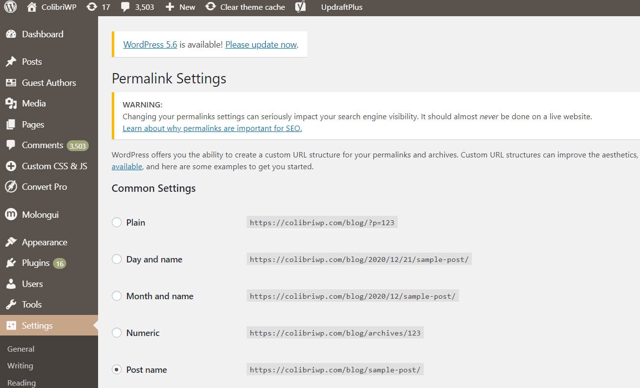 Webflow Permalinks Setting