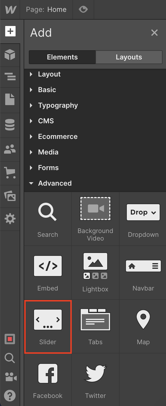 slider element