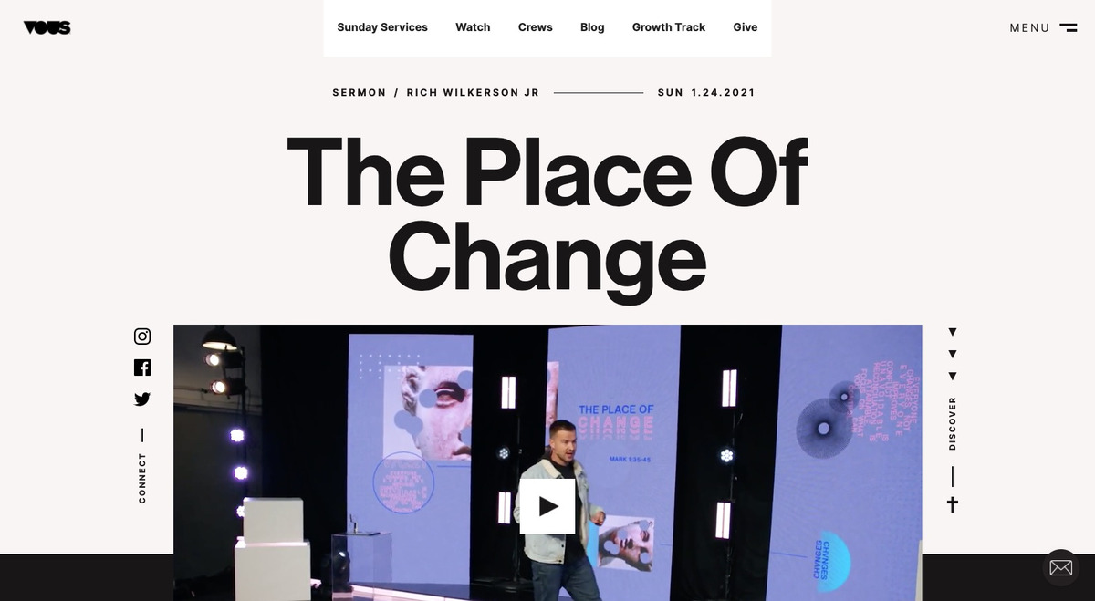 VOUS Church website interface 