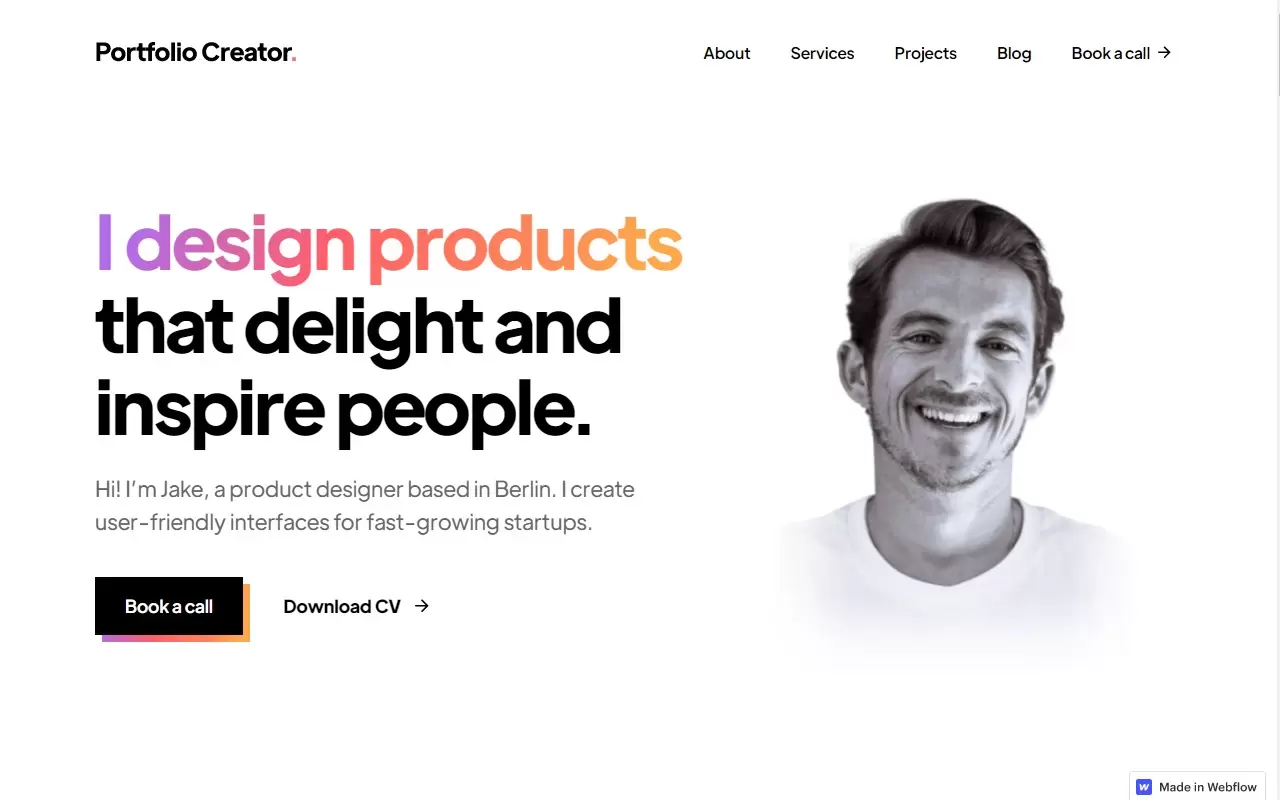 Portfolio Creator Website Interface