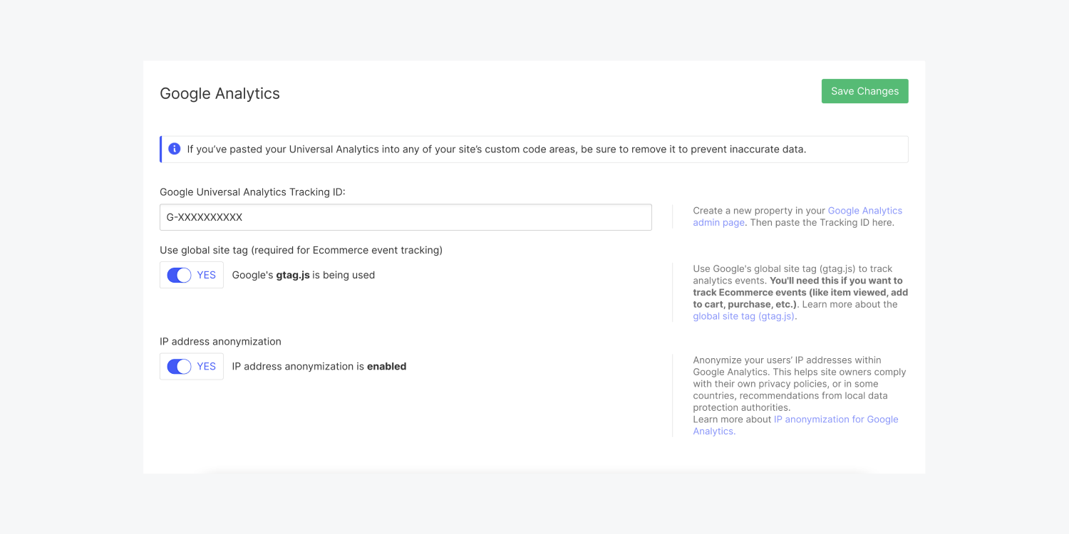 Go to project settings, then Integrations, and then Google Analytics