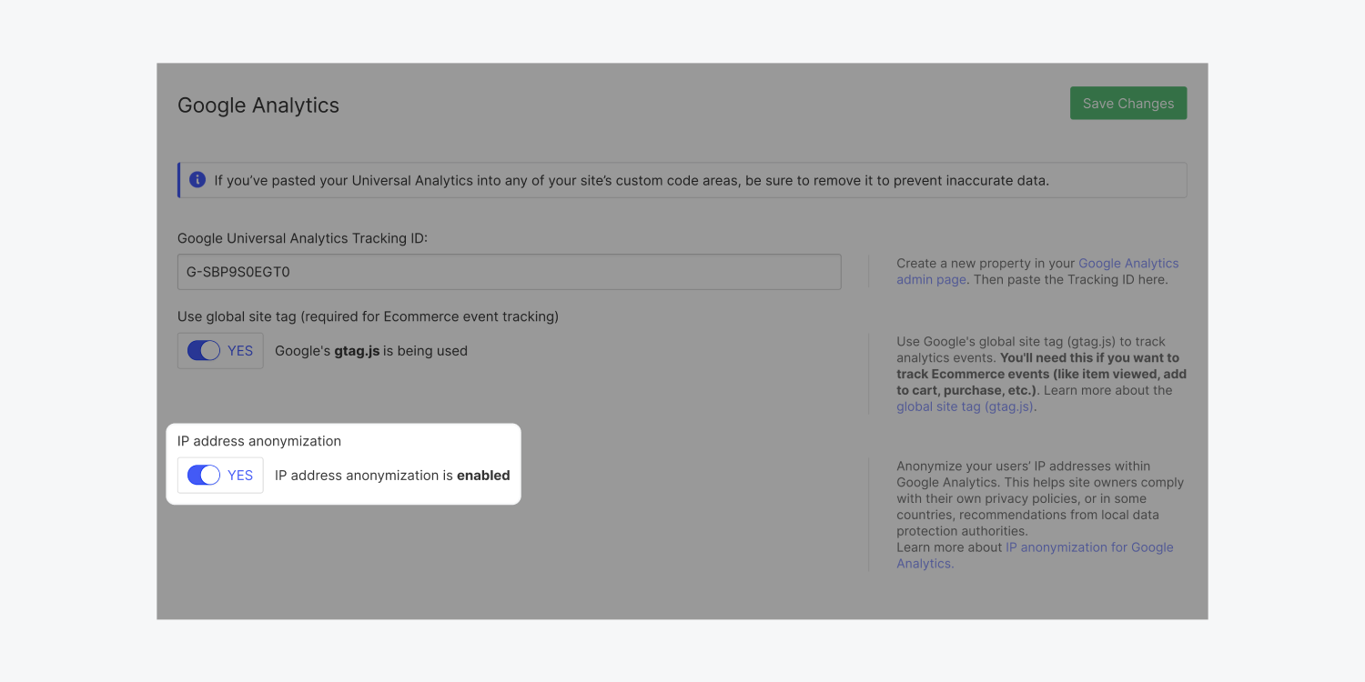 To comply with data protection authorities, enable IP anonymization in Google Analytics