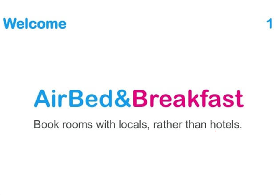 AirBNB Pitch Deck Welcome Slide