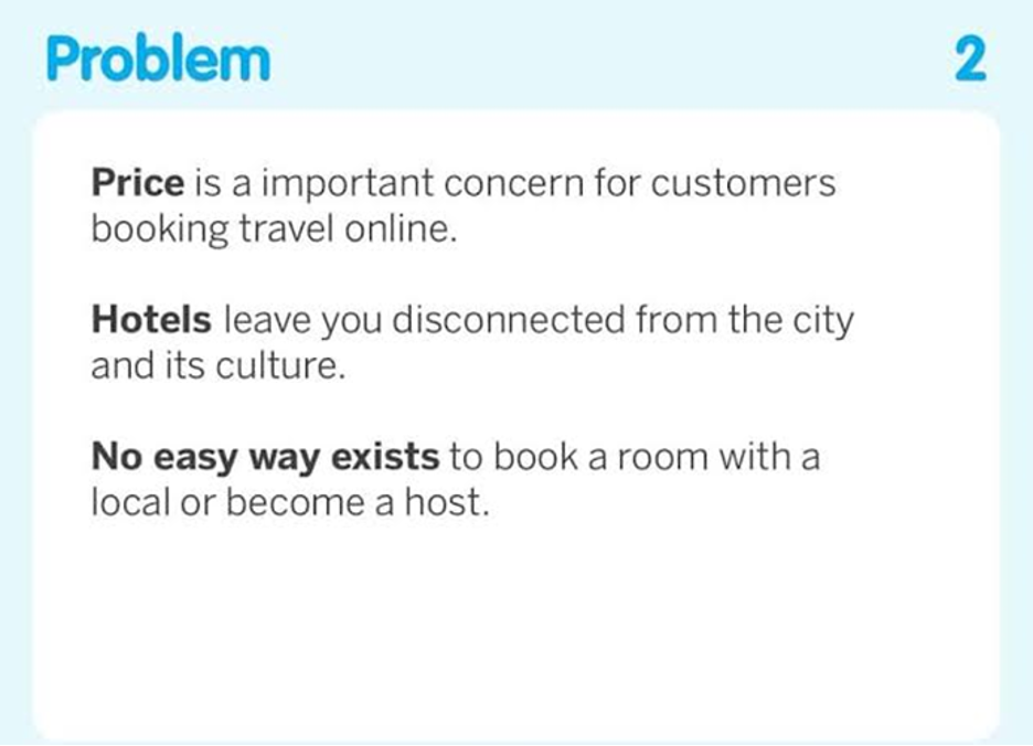 Airbnb Pitch Deck Problem Slide