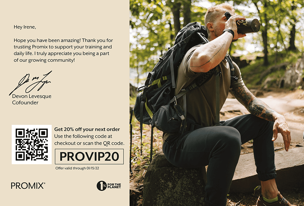 Back of Promix's postcard
