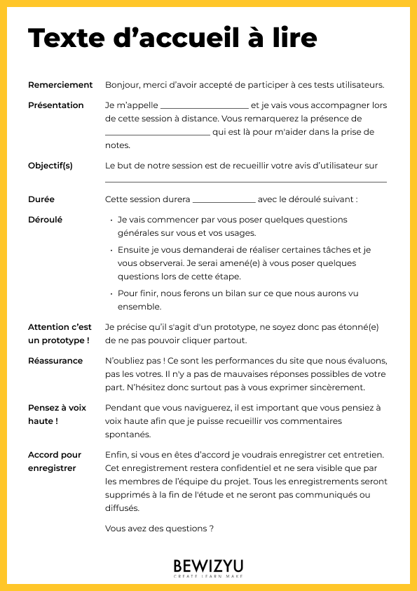 Texte d'accueil à lire