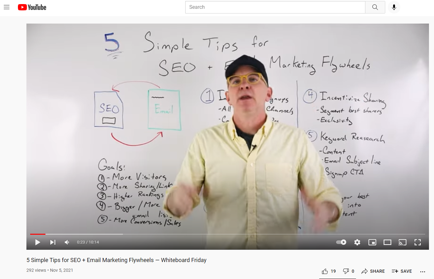 a screenshot of Moz whiteboard Friday YouTube video