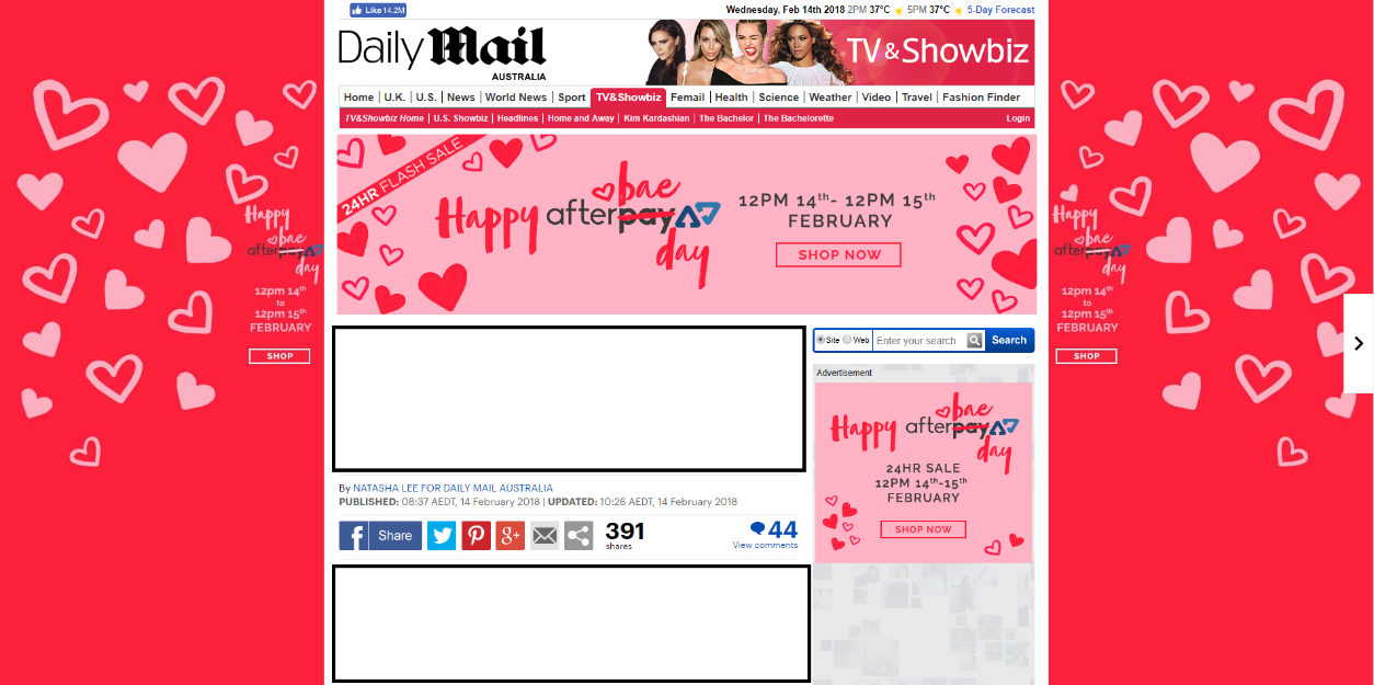 Afterpay on The DailyMail site