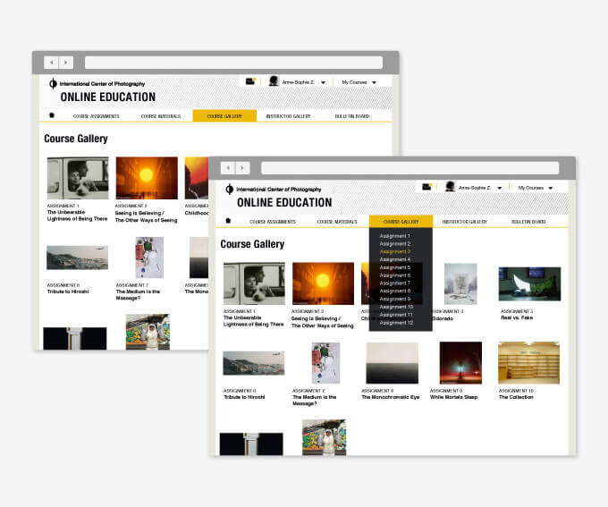 Assignment Galleries. Two ICP website screenshots.