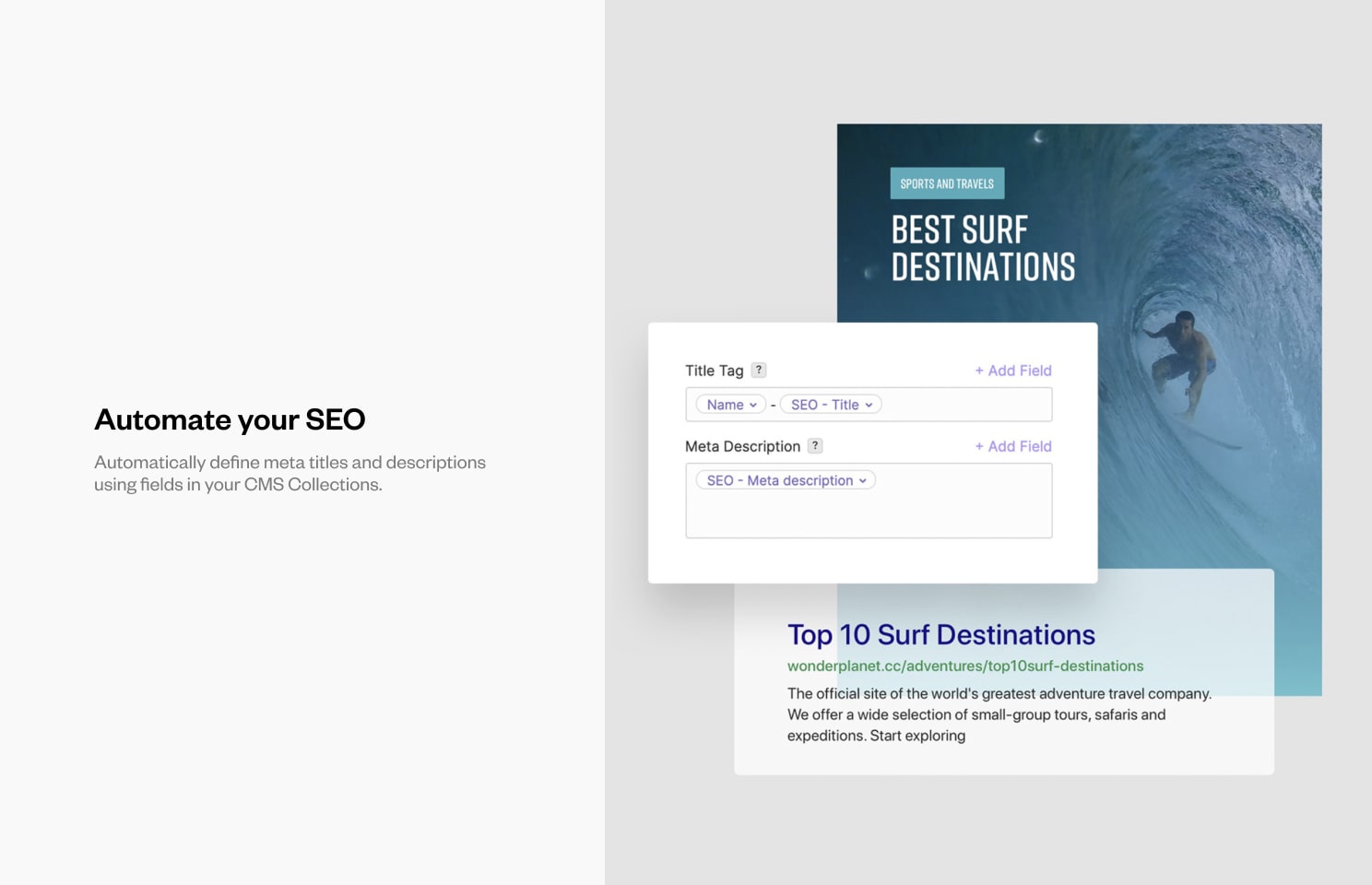 Easily automate SEO setting in Webflow CMS
