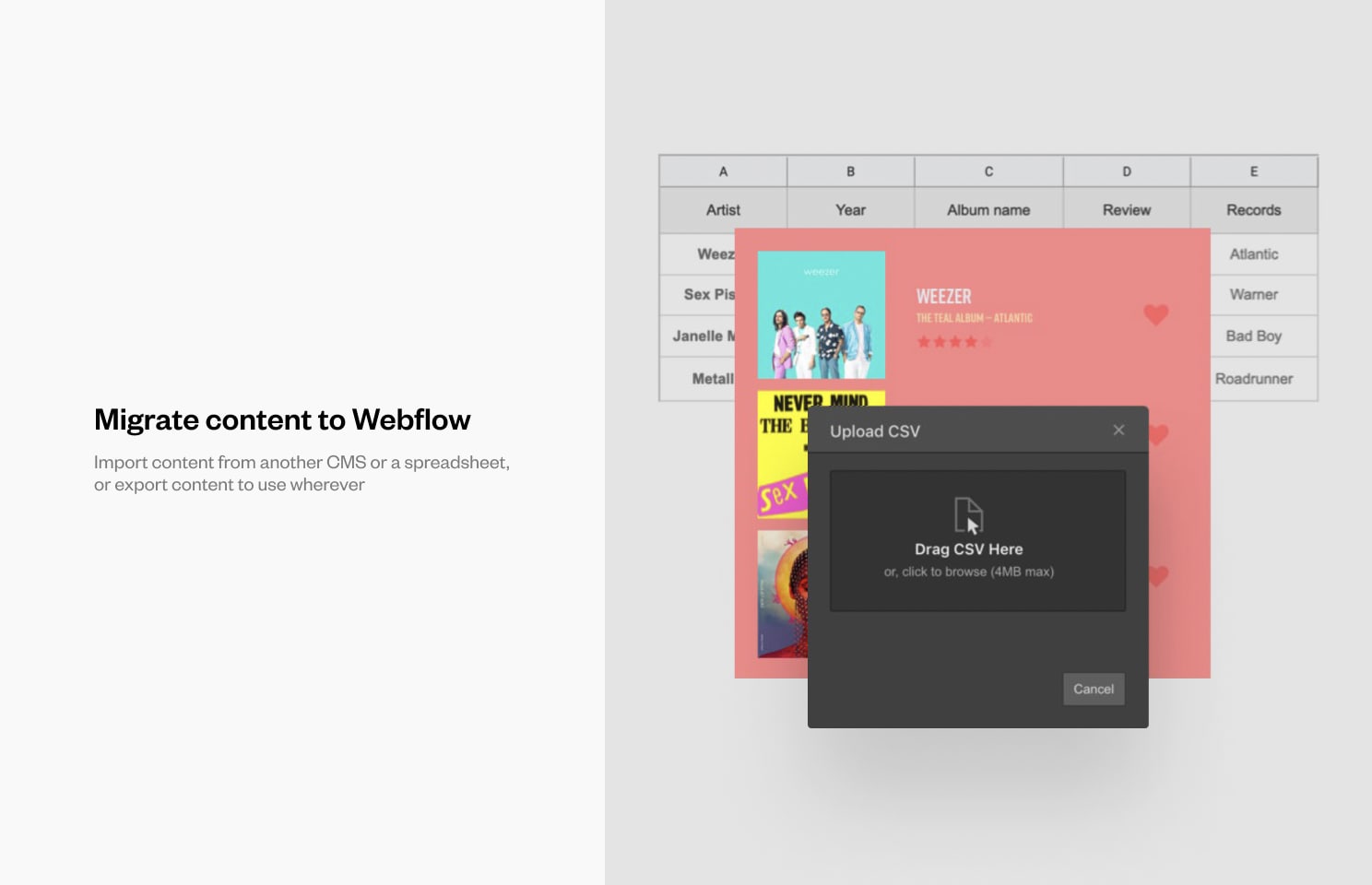 Importing content to CMS via CSV file
